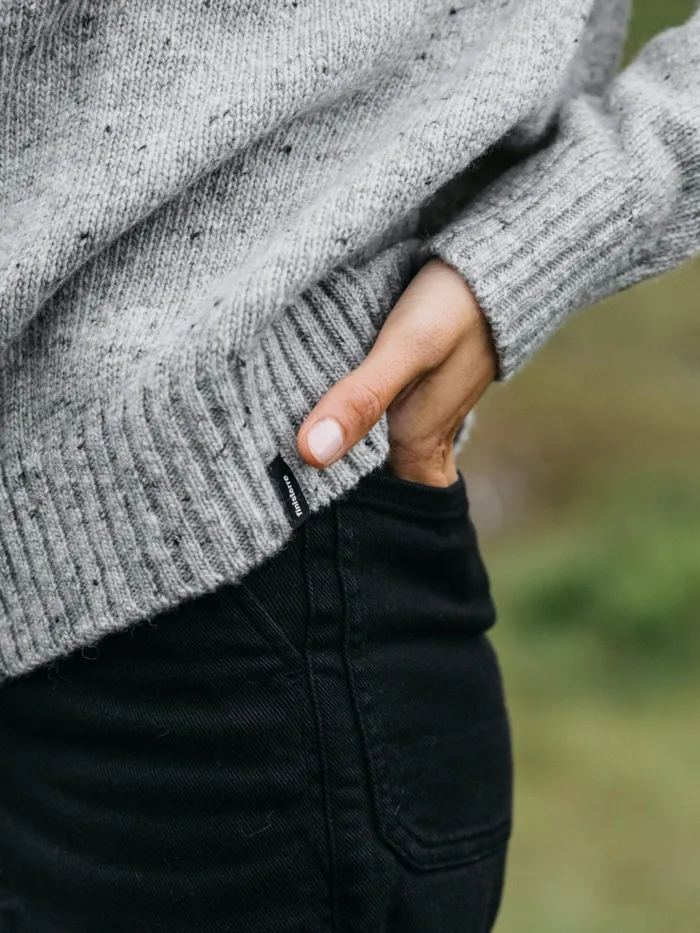 Finisterre Knitwear Women Farne Crew Neck Knit Sweater Grey Marl