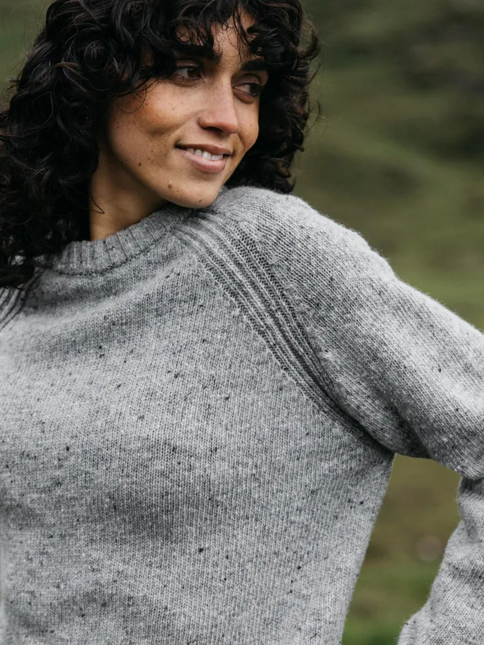 Finisterre Knitwear Women Farne Crew Neck Knit Sweater Grey Marl
