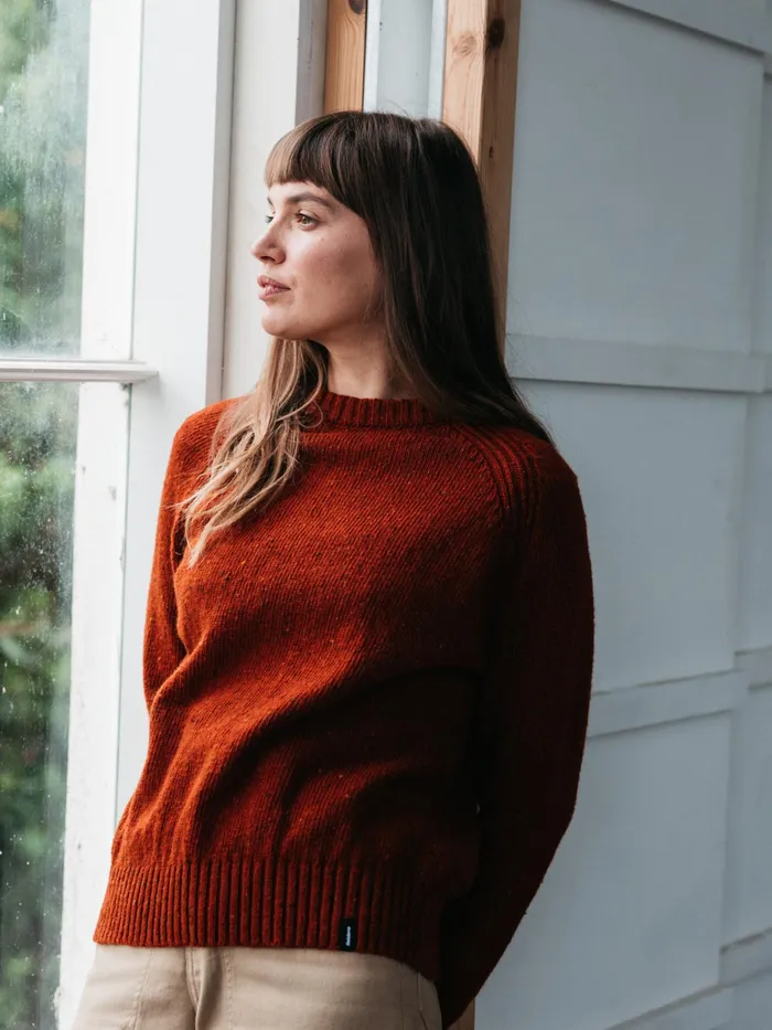 Finisterre Knitwear Women Farne Crew Neck Knit Sweater Sable