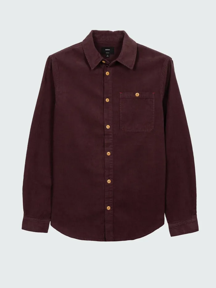 Finisterre Shirts Men Jetty Cord Shirt Black Cherry