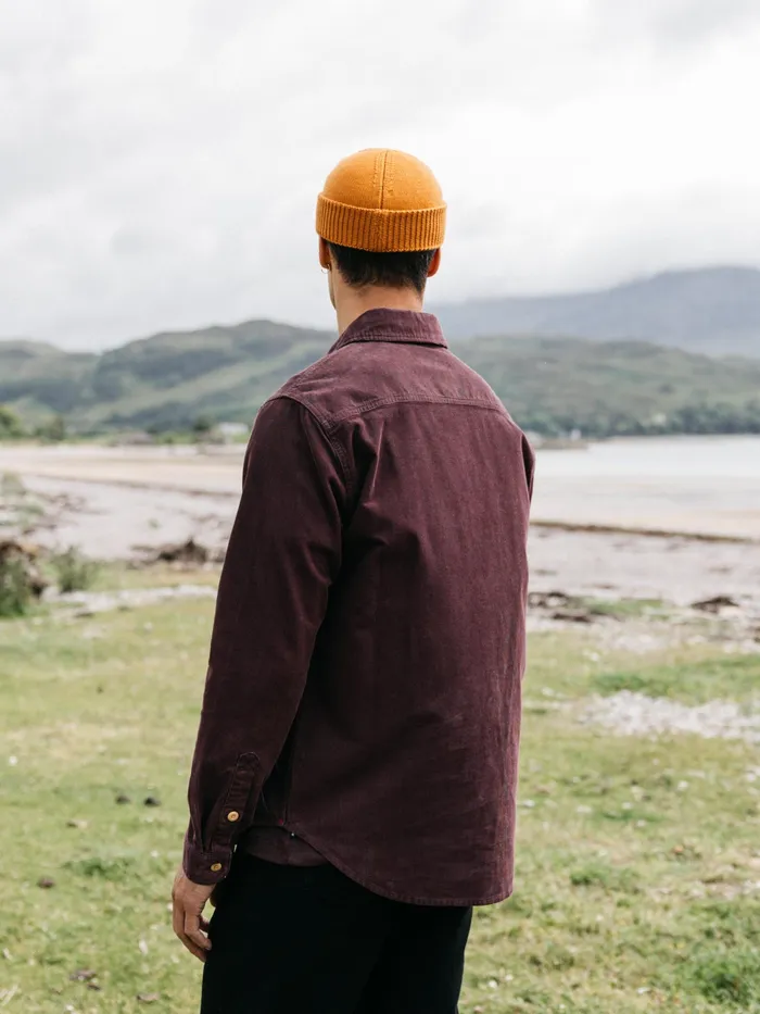 Finisterre Shirts Men Jetty Cord Shirt Black Cherry