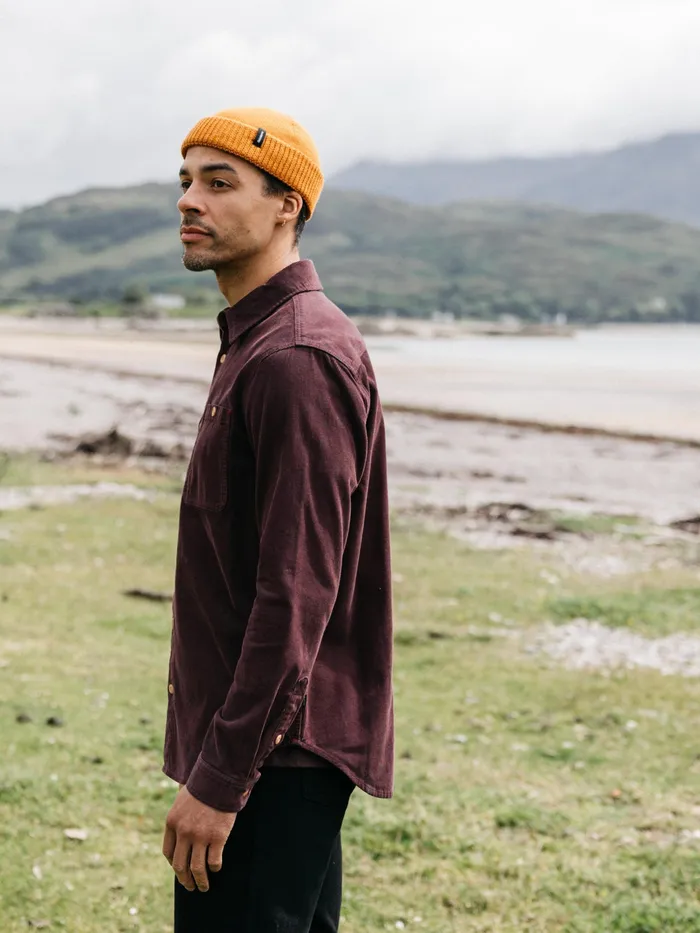 Finisterre Shirts Men Jetty Cord Shirt Black Cherry