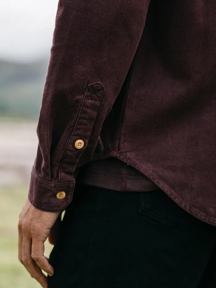 Finisterre Shirts Men Jetty Cord Shirt Black Cherry