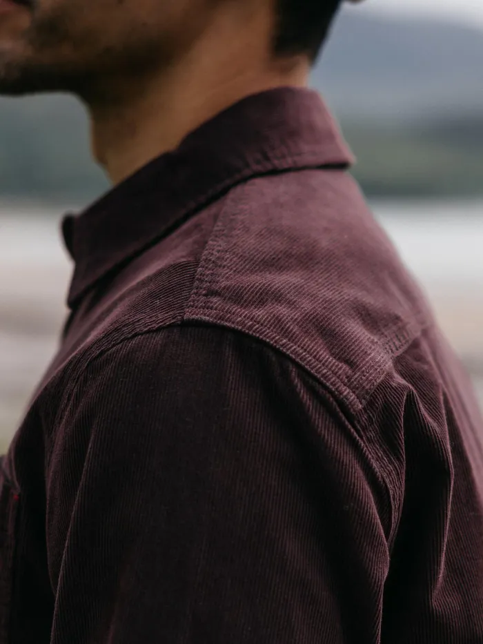 Finisterre Shirts Men Jetty Cord Shirt Black Cherry