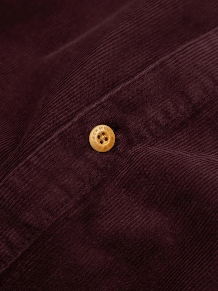 Finisterre Shirts Men Jetty Cord Shirt Black Cherry