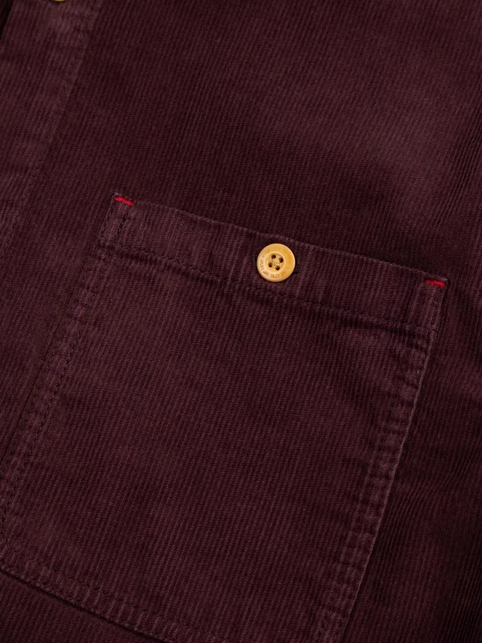 Finisterre Shirts Men Jetty Cord Shirt Black Cherry