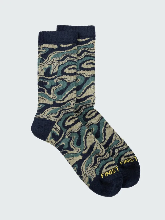 Finisterre Socks MenWomen High Tide Pattern Sock Willow Green Osmosis