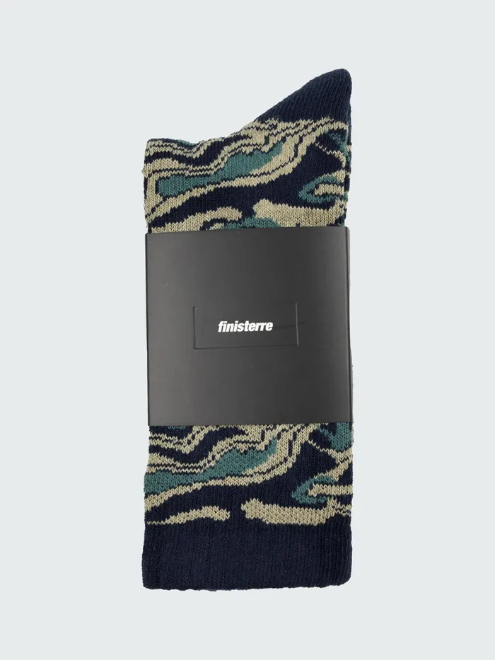 Finisterre Socks MenWomen High Tide Pattern Sock Willow Green Osmosis