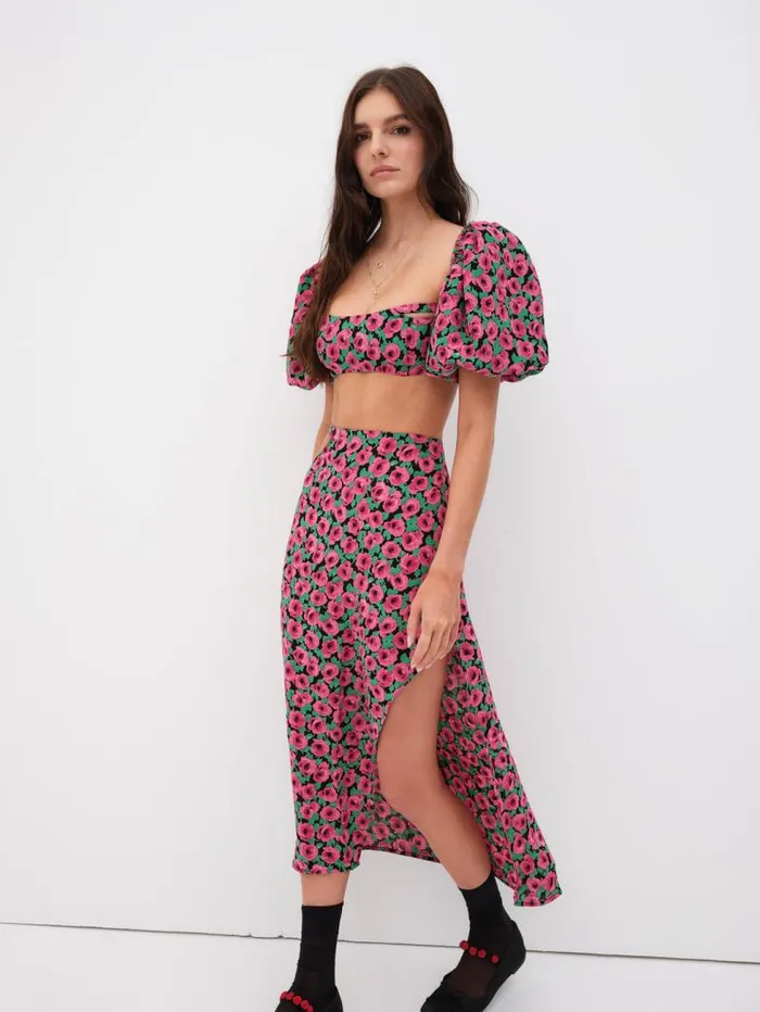 For Love and Lemons Bottoms Barolo Midi Skirt Red 8211 Women
