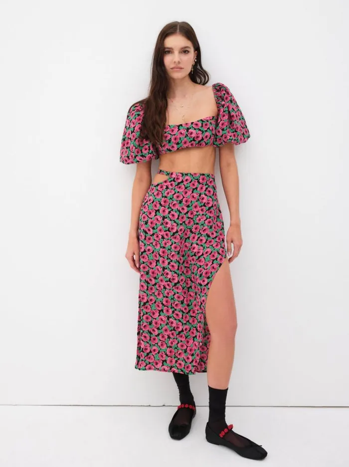For Love and Lemons Bottoms Barolo Midi Skirt Red 8211 Women