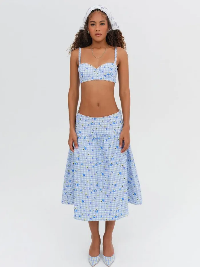 For Love and Lemons Bottoms Brigitta Midi Skirt Blue 8211 Women