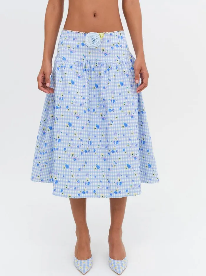For Love and Lemons Bottoms Brigitta Midi Skirt Blue 8211 Women For Love and Lemons Bottoms Brigitta Midi Skirt Blue 8211 Women