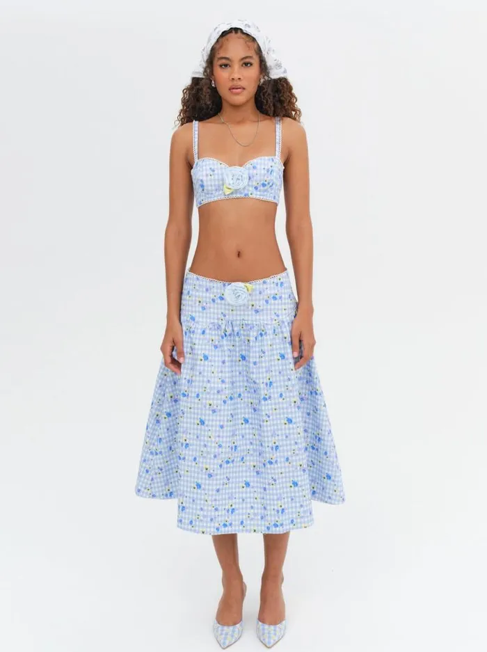 For Love and Lemons Bottoms Brigitta Midi Skirt Blue 8211 Women For Love and Lemons Bottoms Brigitta Midi Skirt Blue 8211 Women