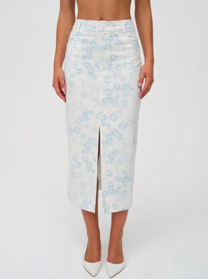 For Love and Lemons Bottoms Chantal Denim Midi Skirt Blue 8211 Women