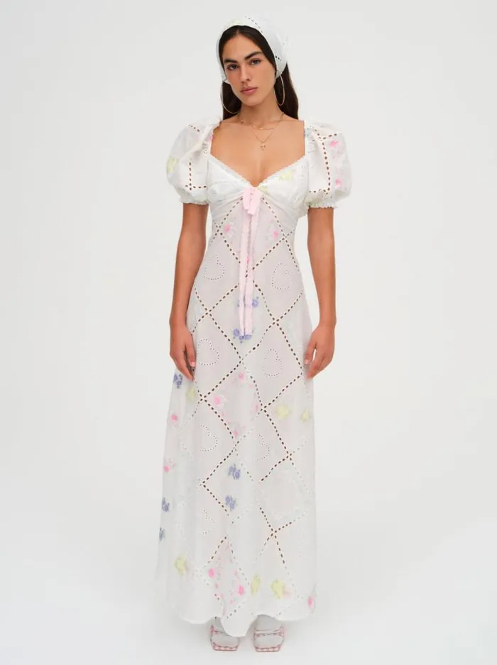 For Love and Lemons Dresses Andrea Embroidered Maxi Dress White 8211 Women