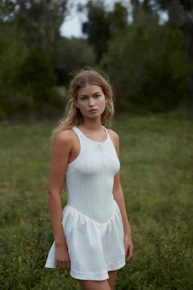 For Love and Lemons Dresses Billie Pointelle Mini Dress Ivory 8211 Women