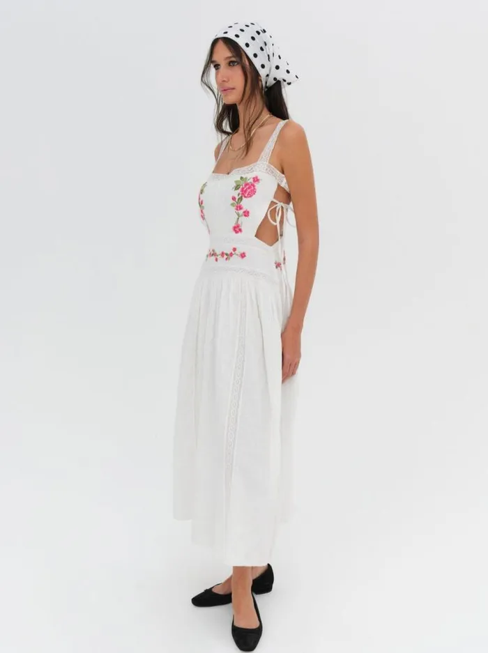 For Love and Lemons Dresses Jolene Embroidered Midi Dress White 8211 Women For Love and Lemons Dresses Jolene Embroidered Midi Dress White 8211 Women