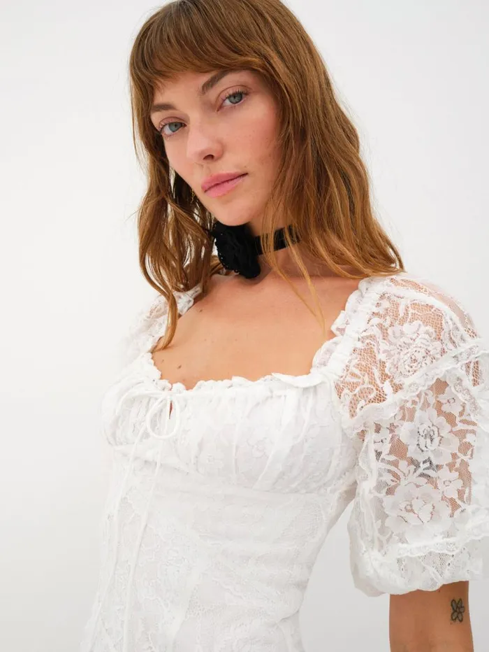 For Love and Lemons Dresses Lily Midi Dress White 8211 Women