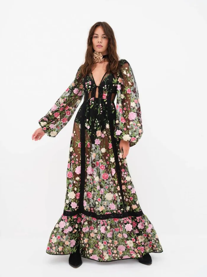 For Love and Lemons Dresses Luna Maxi Dress Black 8211 Women