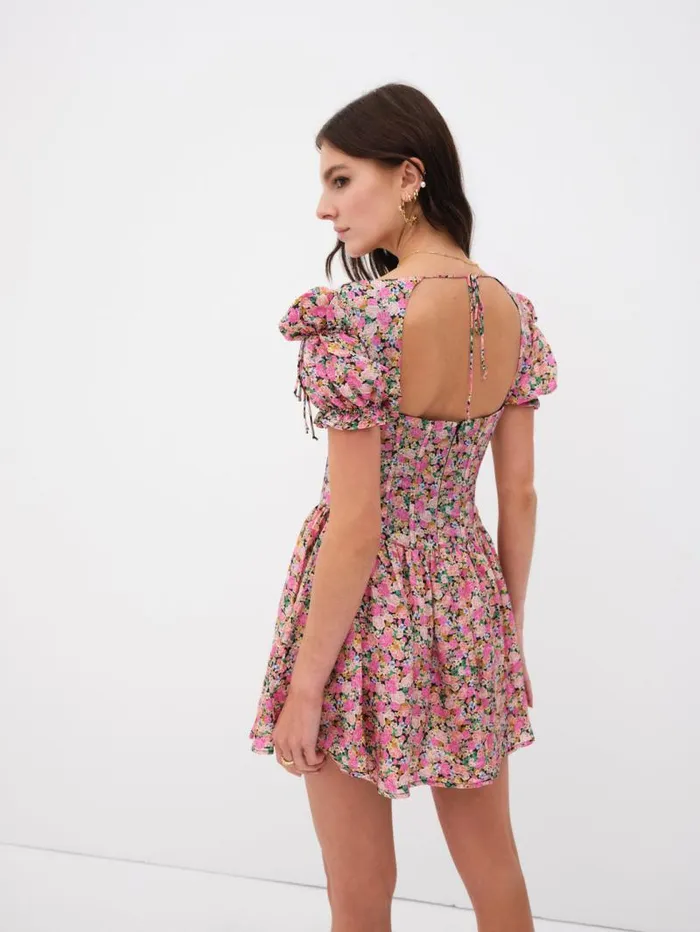 For Love and Lemons Dresses Paulina Puff Sleeve Mini Dress Multi 8211 Women