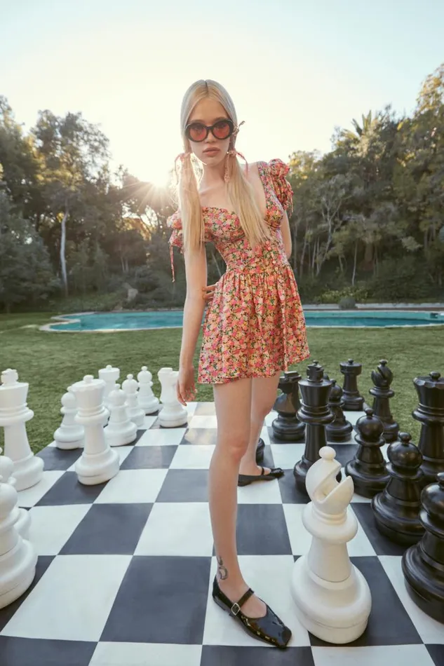 For Love and Lemons Dresses Paulina Puff Sleeve Mini Dress Multi 8211 Women
