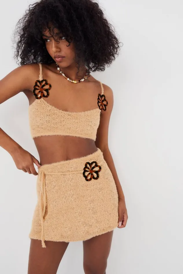 For Love and Lemons Knitwear Luisa Crop Top Beige 8211 Women For Love and Lemons Knitwear Luisa Crop Top Beige 8211 Women
