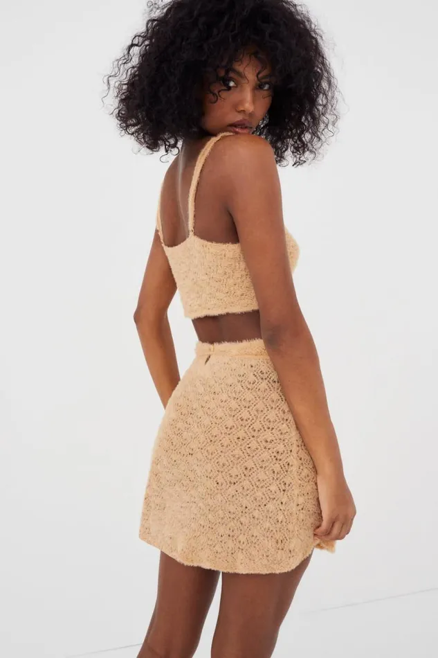 For Love and Lemons Knitwear Luisa Crop Top Beige 8211 Women For Love and Lemons Knitwear Luisa Crop Top Beige 8211 Women