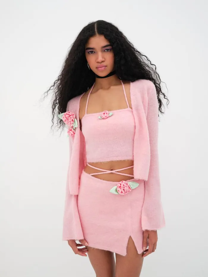 For Love and Lemons Knitwear Savannah Skirt Pink 8211 Women