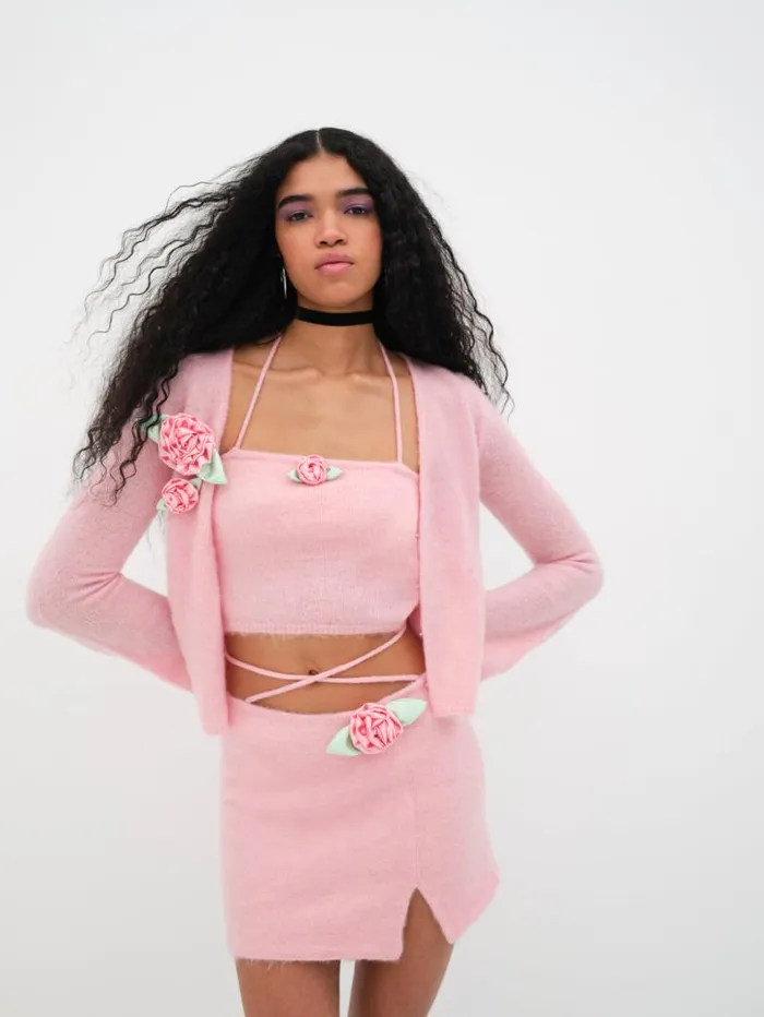 For Love and Lemons Knitwear Savannah Skirt Pink 8211 Women
