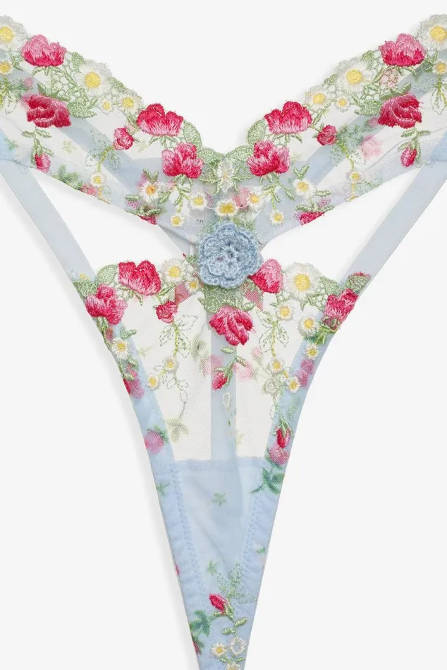 For Love and Lemons Lingerie Aurelia Thong Panty Blue 8211 Women