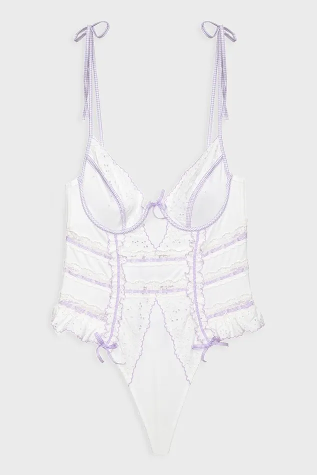 For Love and Lemons Lingerie Daisy Eyelet Bodysuit Lavender 8211 Women