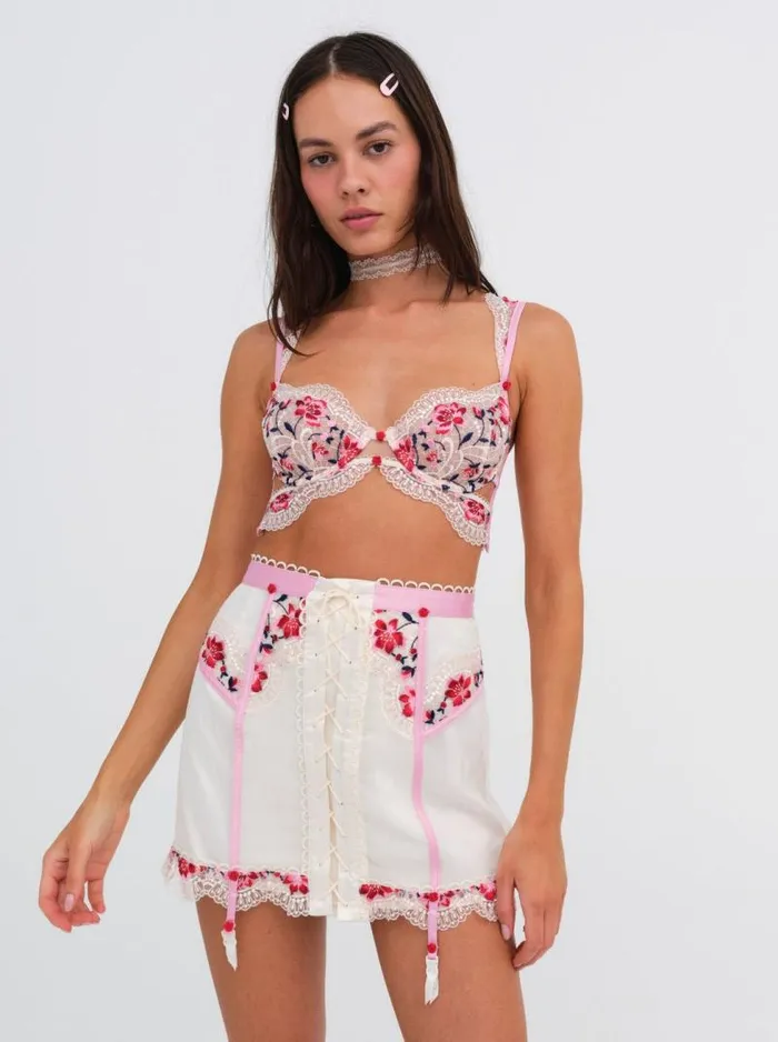 For Love and Lemons Lingerie Festival Rose Skirt Ivory 8211 Women