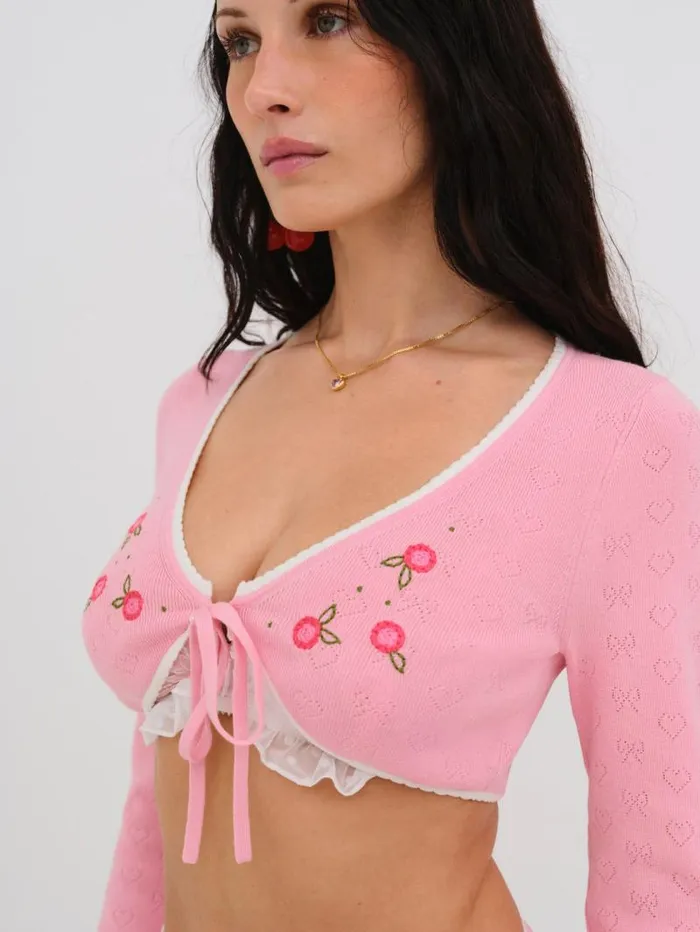 For Love and Lemons Lingerie Isabel Cropped Cardigan Pink 8211 Women