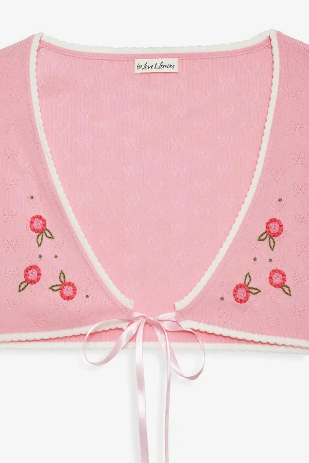 For Love and Lemons Lingerie Isabel Cropped Cardigan Pink 8211 Women