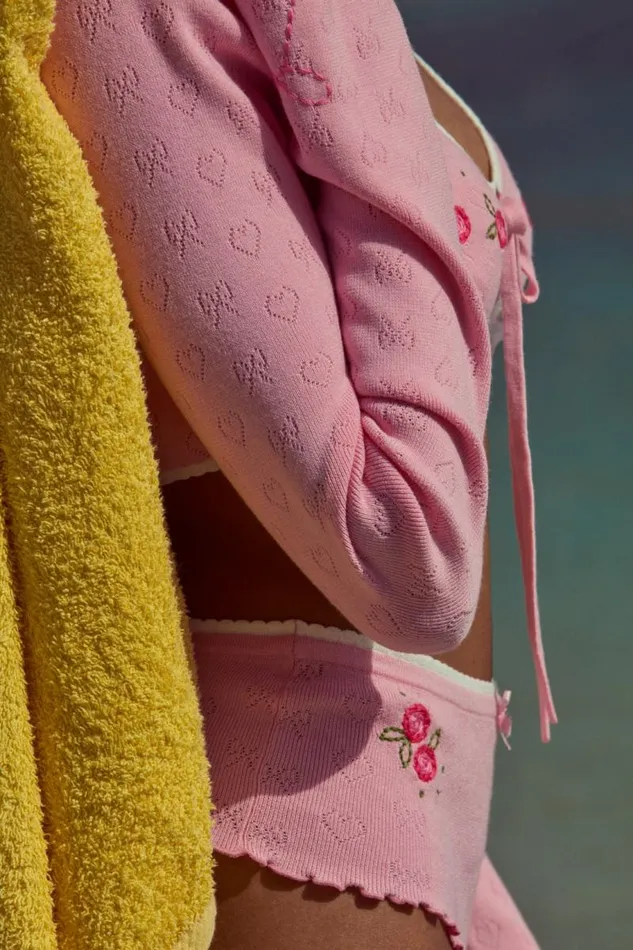 For Love and Lemons Lingerie Isabel Cropped Cardigan Pink 8211 Women