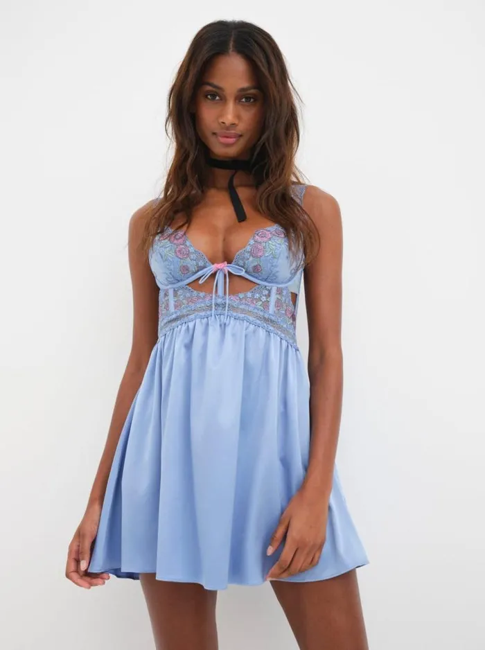 For Love and Lemons Lingerie Katara Slip Dress Blue 8211 Women