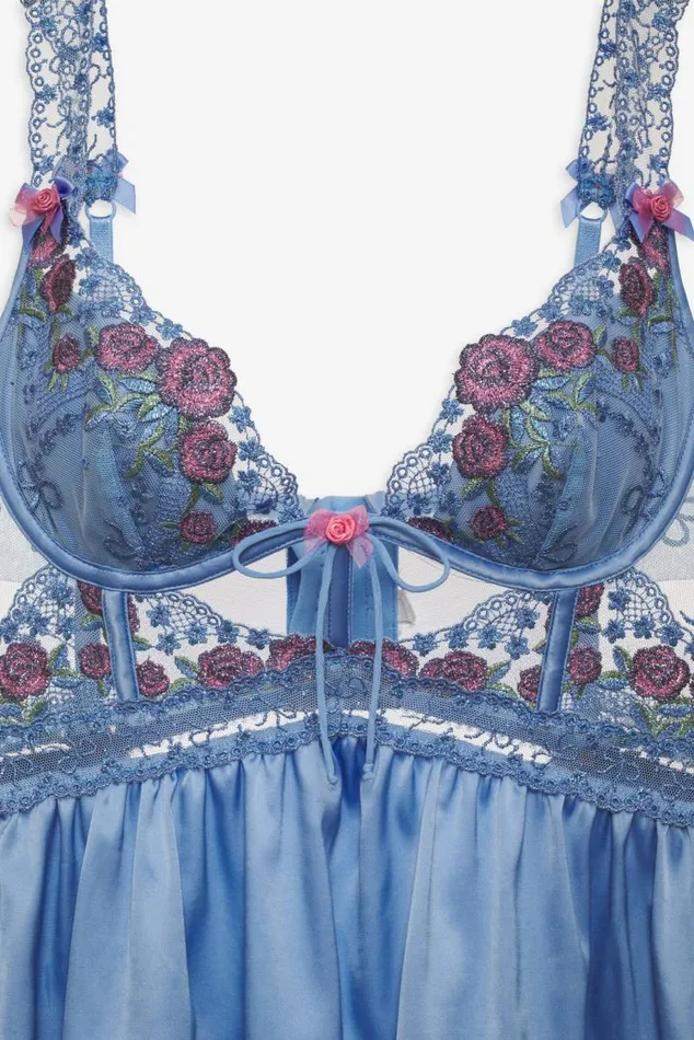 For Love and Lemons Lingerie Katara Slip Dress Blue 8211 Women