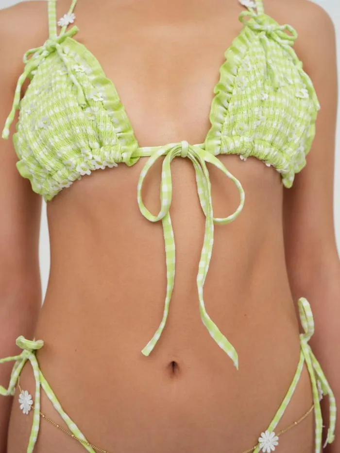For Love and Lemons Swim Hilary Triangle Bikini Top Green 8211 Women