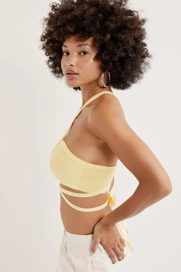 For Love and Lemons Tops Jourdin Tie Crop Top Yellow 8211 Women For Love and Lemons Tops Jourdin Tie Crop Top Yellow 8211 Women