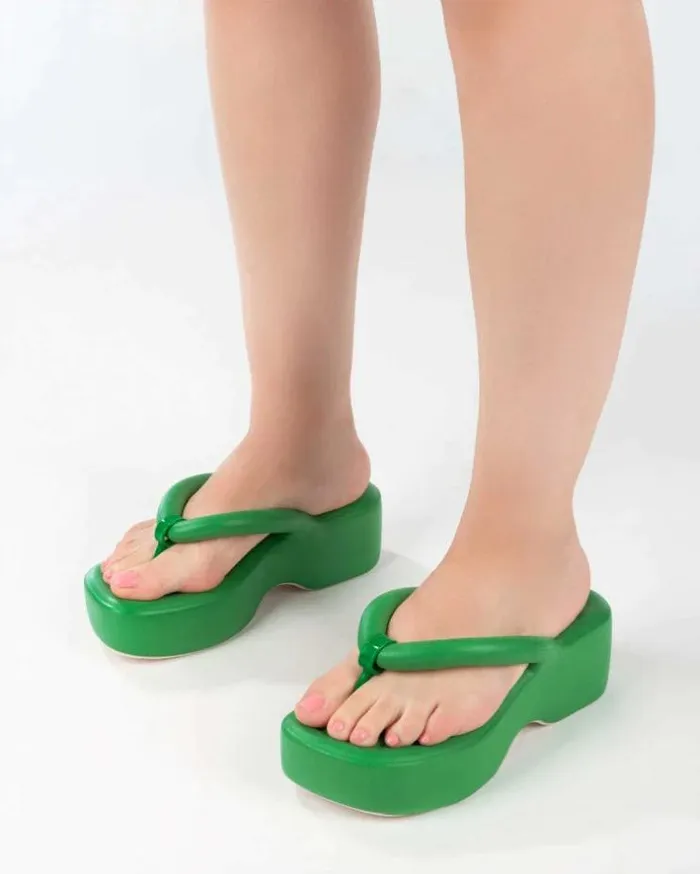 Free Platform Green Women Melissa Flip Flops