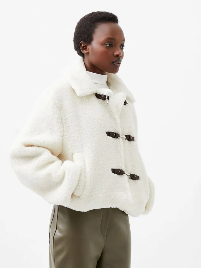 French Connection Alex Faux Fur Jacket Classic Cream Women Coats and Jackets