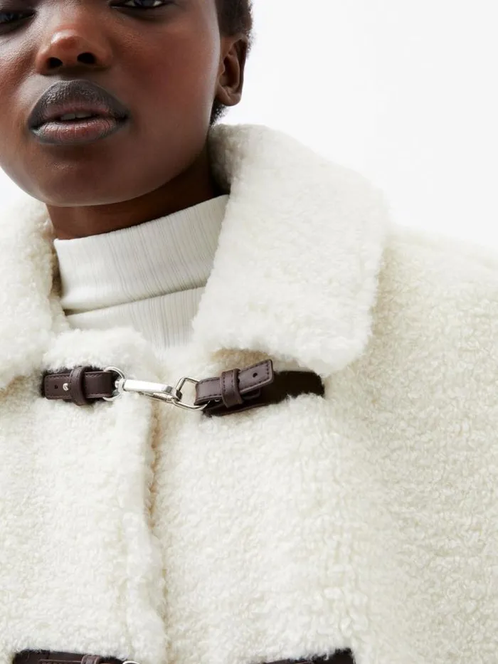 French Connection Alex Faux Fur Jacket Classic Cream Women Coats and Jackets