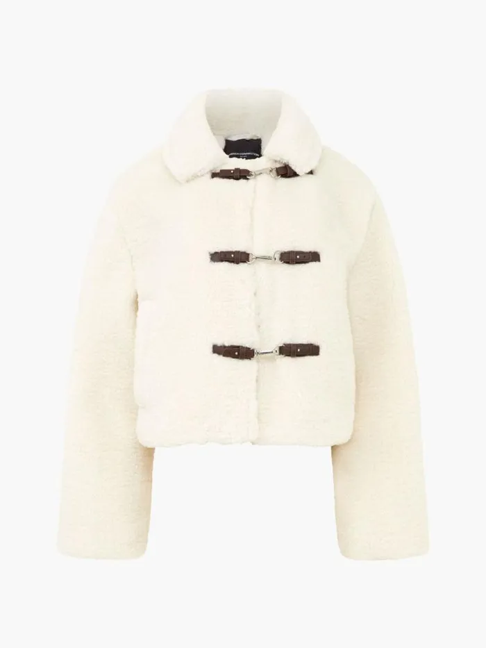 French Connection Alex Faux Fur Jacket Classic Cream Women Coats and Jackets