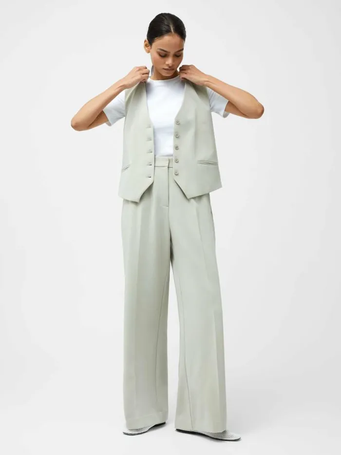 French Connection Angie Tailored Wide Leg Trousers Pistachio Green Women Trousers