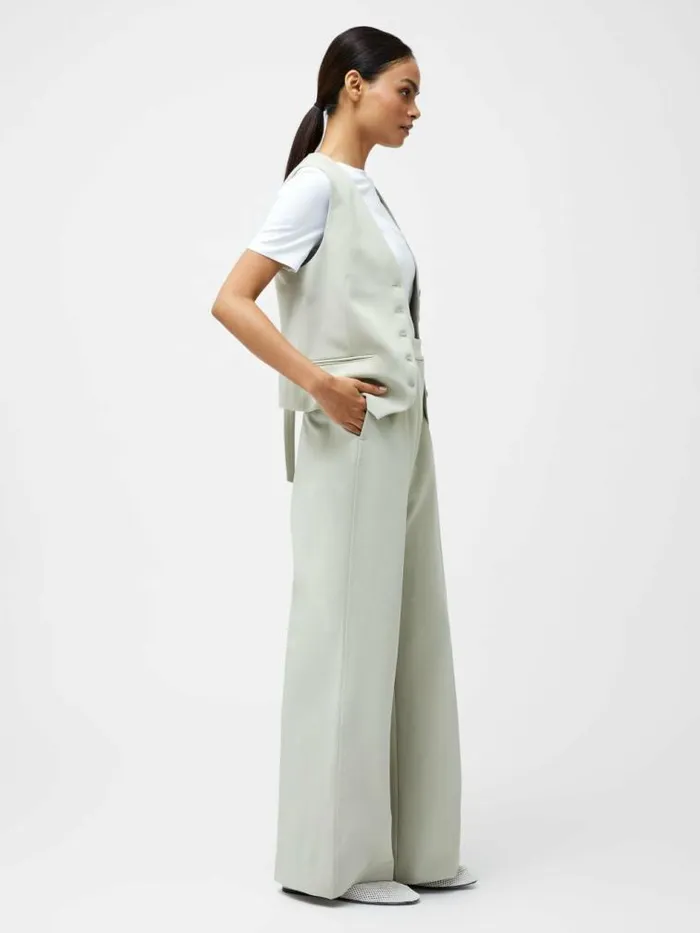 French Connection Angie Tailored Wide Leg Trousers Pistachio Green Women Trousers