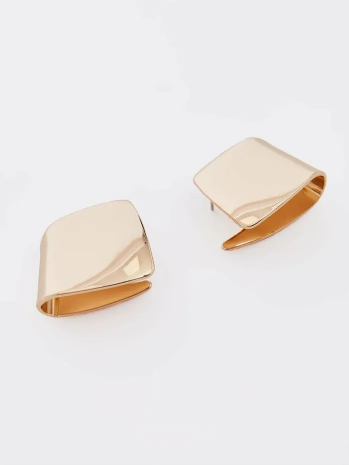 French Connection Architectural Square Stud Earrings Gold Women Jewellery