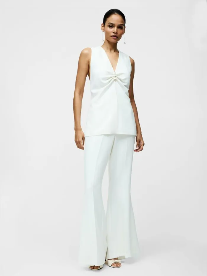 French Connection Arlette Flared Leg Trousers Summer White Women Trousers
