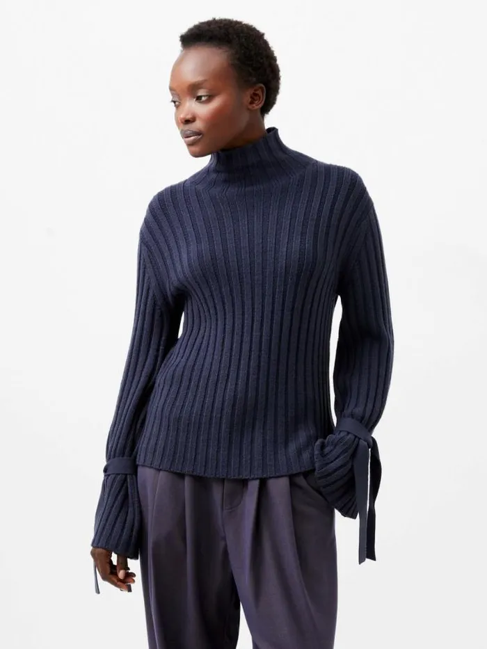 French Connection Babysoft Tie Sleeve Jumper Marine Women Jumpers and Cardigans French Connection Babysoft Tie Sleeve Jumper Marine Women Jumpers and Cardigans