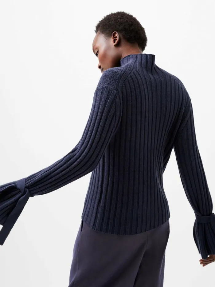 French Connection Babysoft Tie Sleeve Jumper Marine Women Jumpers and Cardigans