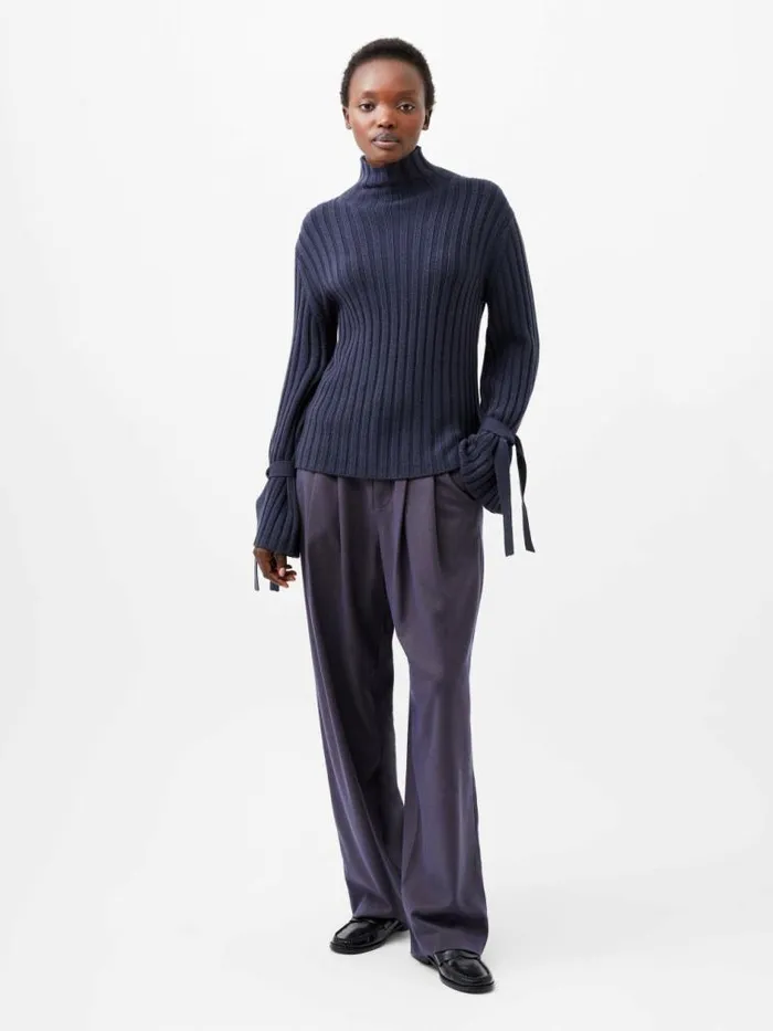 French Connection Babysoft Tie Sleeve Jumper Marine Women Jumpers and Cardigans